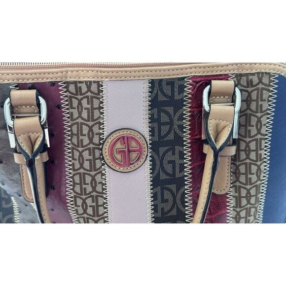 Giani Bernini Med Tote Bag Multi-Color Patchwork Striped Shoulder Bag Purse - Picture 10 of 16